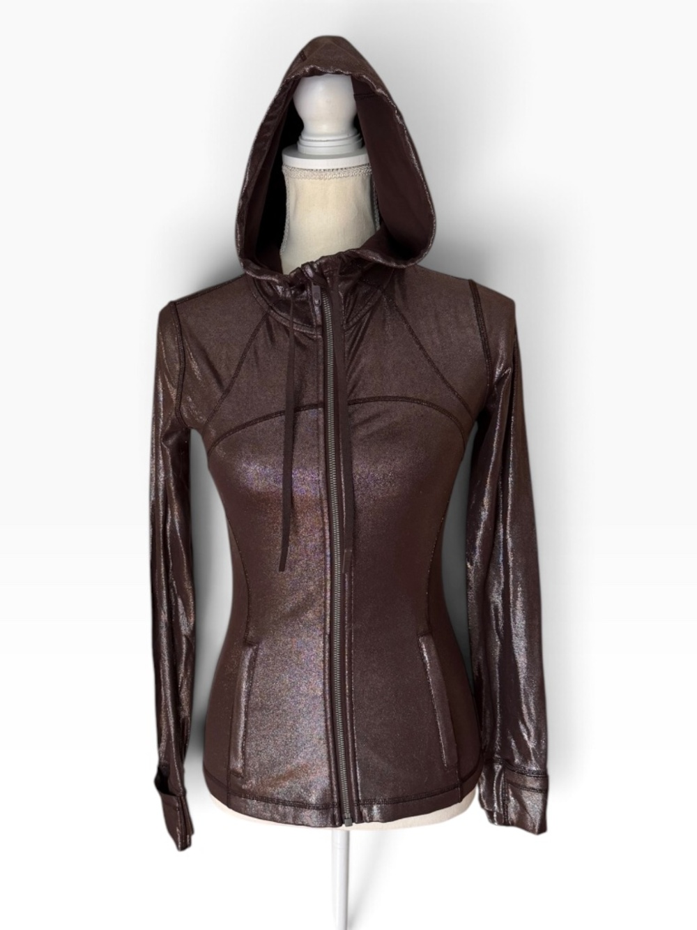 Lululemon Hooded Define Jacket Shine Radiate Foil French Press Brown Size 4